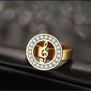 New Luxury Jewelry Gift for her Stainless Steel Musical Symbol Ring size 8